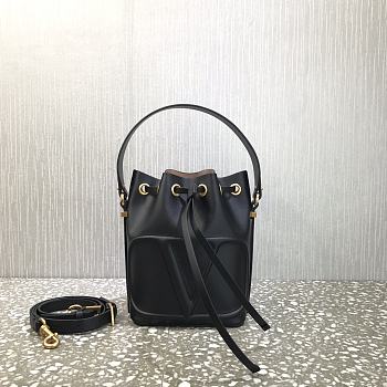Valentino V Logo Leather Bucket Bag Black Size 18 x 20.5 x 10 cm
