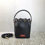 Valentino V Logo Leather Bucket Bag Black Size 18 x 20.5 x 10 cm - 3
