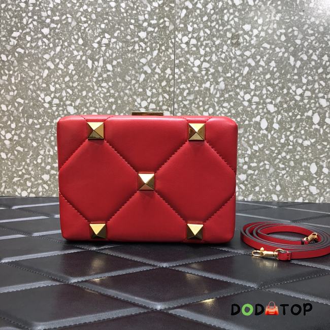 Valentino Roman Stud Nappa Leather Clutch Bag Red Size 20 x 5 x 14 cm - 1