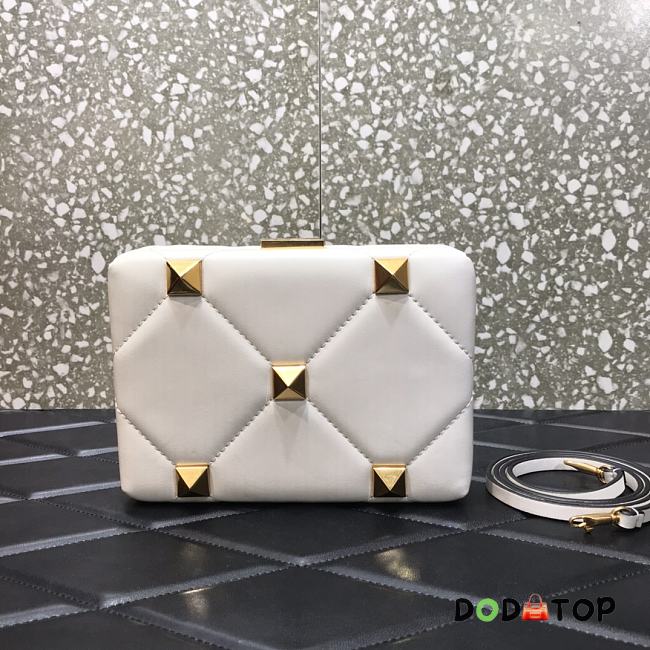 Valentino Roman Stud Nappa Leather Clutch Bag White Size 20 x 5 x 14 cm - 1