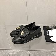 Chanel Flat Loafers Black with Gold-tone Metal - 2