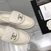 Chanel Flat Loafers White with Silver-tone Metal - 4