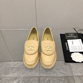 Chanel Flat Loafers Beige with Gold-tone Metal
