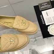 Chanel Flat Loafers Beige with Gold-tone Metal - 5