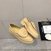 Chanel Flat Loafers Beige with Gold-tone Metal - 3