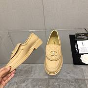 Chanel Flat Loafers Beige with Gold-tone Metal - 4