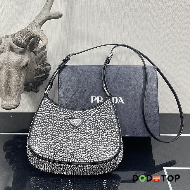 Prada Cleo Satin Bag With Appliqués 1BC169 Size 18.5 x 4.5 x 22 cm - 1