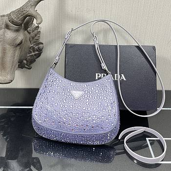 Prada Cleo Satin Bag With Appliqués Purple 1BC169 Size 18.5 x 4.5 x 22 cm