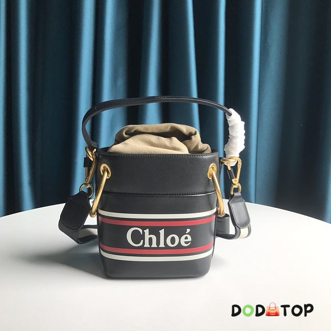 Chloe Mini Logo Printed Roy Bucket Bag in Black Size 14.5 x 17 x 9.5 cm - 1