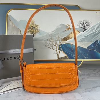 Balenciaga Woman's Ghost Sling Bag In Crocodile Leather Orange 23 x 5 x 15 cm