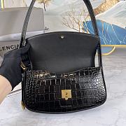 Balenciaga Woman's Ghost Sling Bag In Crocodile Leather Black 23 x 5 x 15 cm - 4