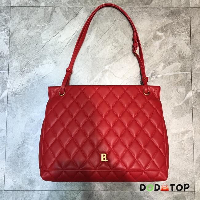 Balenciaga Large Buckle Diamond Pattern Red Leather Gold Metal Size 37 cm - 1