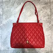 Balenciaga Large Buckle Diamond Pattern Red Leather Gold Metal Size 37 cm - 1