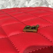 Balenciaga Large Buckle Diamond Pattern Red Leather Gold Metal Size 37 cm - 6