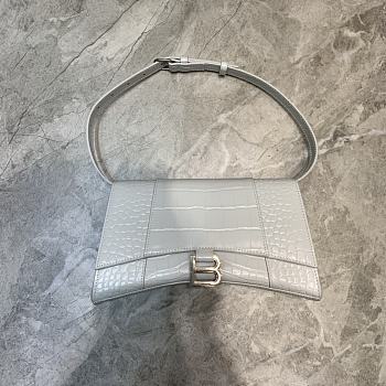 Balenciaga Downtown XS Shoulder Bag In White Crocodile Pattern Size 25 cm