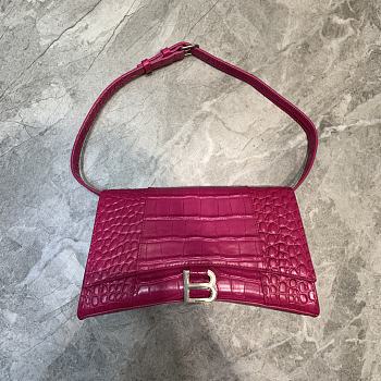 Balenciaga Downtown XS Shoulder Bag In Pink Crocodile Pattern Size 25 cm