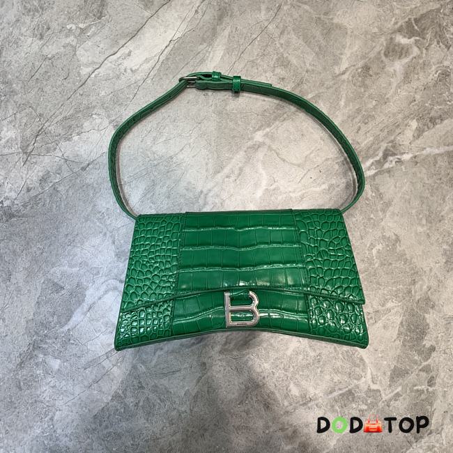 Balenciaga Downtown XS Shoulder Bag In Green Crocodile Pattern Size 25 cm - 1