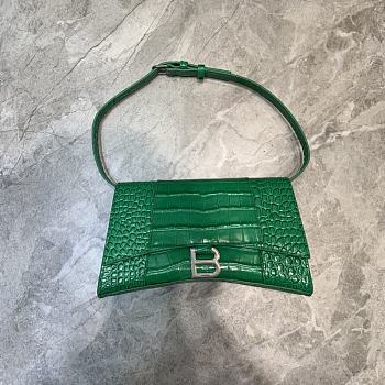 Balenciaga Downtown XS Shoulder Bag In Green Crocodile Pattern Size 25 cm