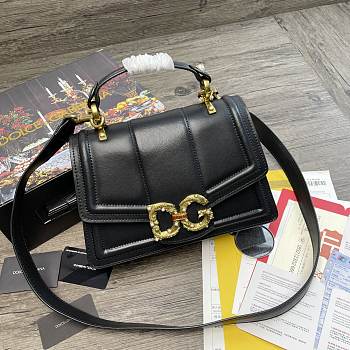 D&G Amore Bag In Calfskin Leather Black BB6675 Size 27 x 8 x 18 cm