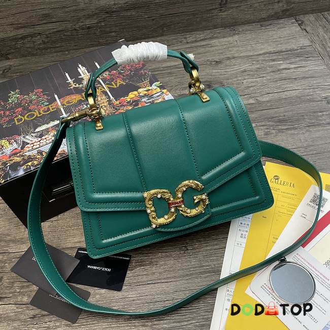 D&G Amore Bag In Calfskin Leather Green BB6675 Size 27 x 8 x 18 cm - 1