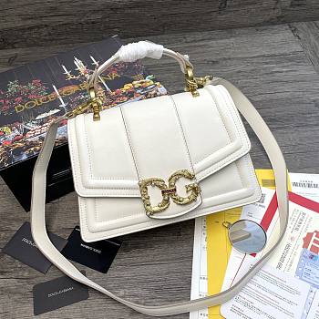 D&G Amore Bag In Calfskin Leather White BB6675 Size 27 x 8 x 18 cm