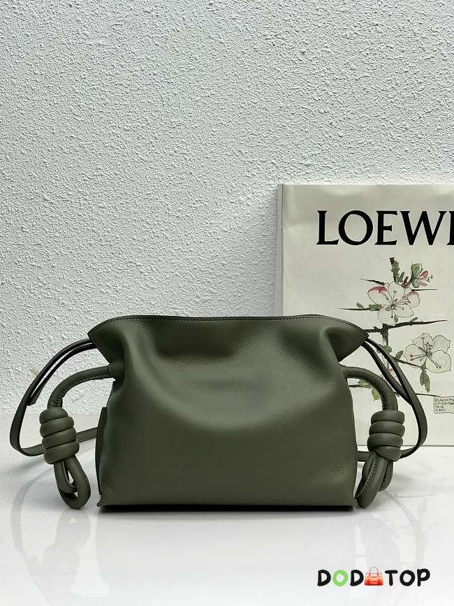 Loewe Flamenco Bag Khaki Green 10855 Size 22.5 x 18 x 9 cm - 1
