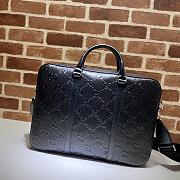 Gucci GG Embossed Briefcase Black ‎658573 Size 40 x 29 x 6 cm - 1