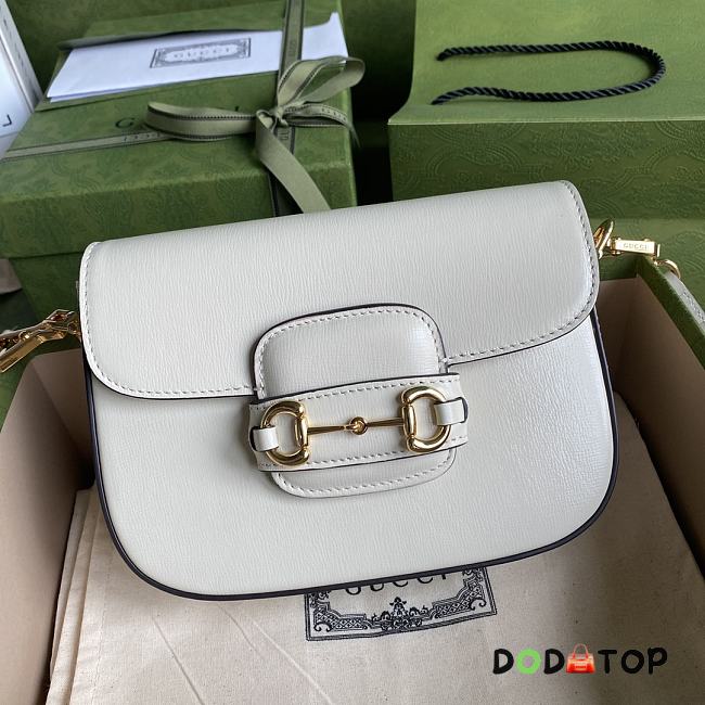 Gucci Horsebit 1955 Mini Bag White Leather 658574 Size 20.5 x 14 x 5 cm - 1