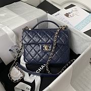 Chanel Mini FLap Bag With Top Handle Navy Blue AS2892 Size 20 x 15 x 6.5 cm - 1