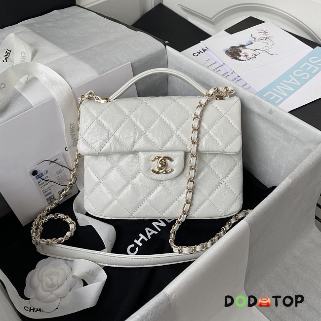 Chanel Mini FLap Bag With Top Handle White AS2892 Size 20 x 15 x 6.5 cm - 1
