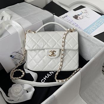 Chanel Mini FLap Bag With Top Handle White AS2892 Size 20 x 15 x 6.5 cm