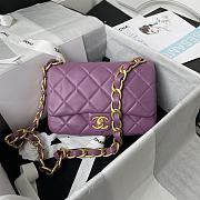 Chanel Flap Bag With Big Chain Leather Purple Size 22 × 5 × 15.5 cm - 1