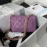 Chanel Flap Bag With Big Chain Leather Purple Size 22 × 5 × 15.5 cm - 4