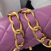 Chanel Flap Bag With Big Chain Leather Purple Size 22 × 5 × 15.5 cm - 3