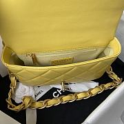 Chanel Flap Bag With Big Chain Leather Yellow Size 22 × 5 × 15.5 cm - 6
