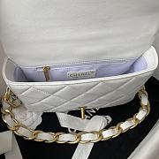 Chanel Flap Bag With Big Chain Leather White Size 22 × 5 × 15.5 cm - 5