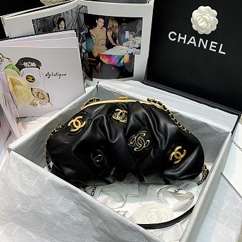 Chanel Lampskin Clutch Black AS2137 Size 27.5 x 16 x 14 cm