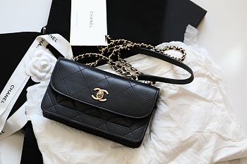 Chanel FU Vintage Black Flap Bag Size 20 × 12 × 8 cm