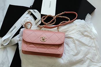 Chanel FU Vintage Pink Flap Bag Size 20 × 12 × 8 cm