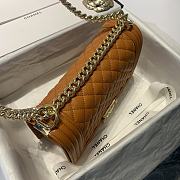Chanel Boy Handbag Grain Calfskin Caramel A67086 Size 25 cm - 3