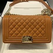 Chanel Boy Handbag Grain Calfskin Caramel A67086 Size 25 cm - 4