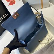 Chanel Boy Handbag Grain Calfskin Sky Blue A67086 Size 25 cm - 5