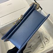 Chanel Boy Handbag Grain Calfskin Sky Blue A67085 Size 20 cm - 6