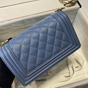 Chanel Boy Handbag Grain Calfskin Sky Blue A67085 Size 20 cm - 2