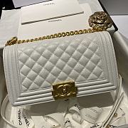 Chanel Boy Handbag Grain Calfskin White A67086 Size 25 cm - 6