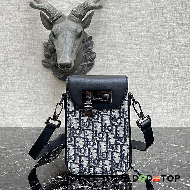 Dior Vertical Pouch Black Calfskin & Oblique Jacquard Size 11 x 19 x 3 cm - 1
