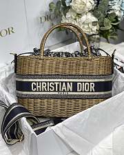 Dior Wicker Basket Bag Blue Dior Oblique Jacquard Size 28 x 21 x 12 cm - 1