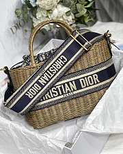 Dior Wicker Basket Bag Blue Dior Oblique Jacquard Size 28 x 21 x 12 cm - 3