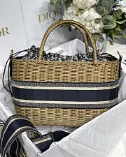 Dior Wicker Basket Bag Blue Dior Oblique Jacquard Size 28 x 21 x 12 cm - 6