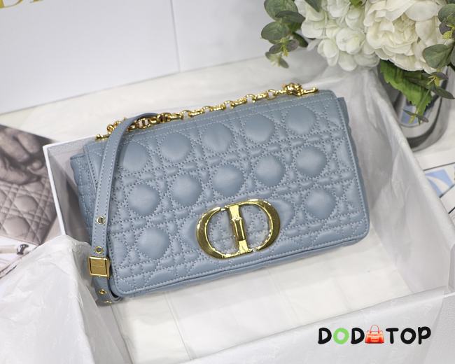 Dior Medium Caro Bag Cloud Blue Supple Cannage Calfskin Size 25.5 x 15.5 x 8 cm - 1